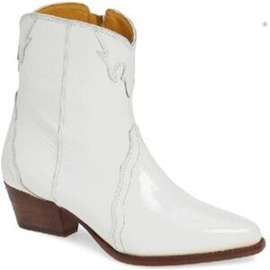 Free People New Frontier Western Boots in White Patent Leather